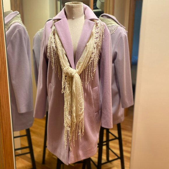 Violet Halogen Wool Blend Coat. 1 Button. Small - Picture 6 of 10